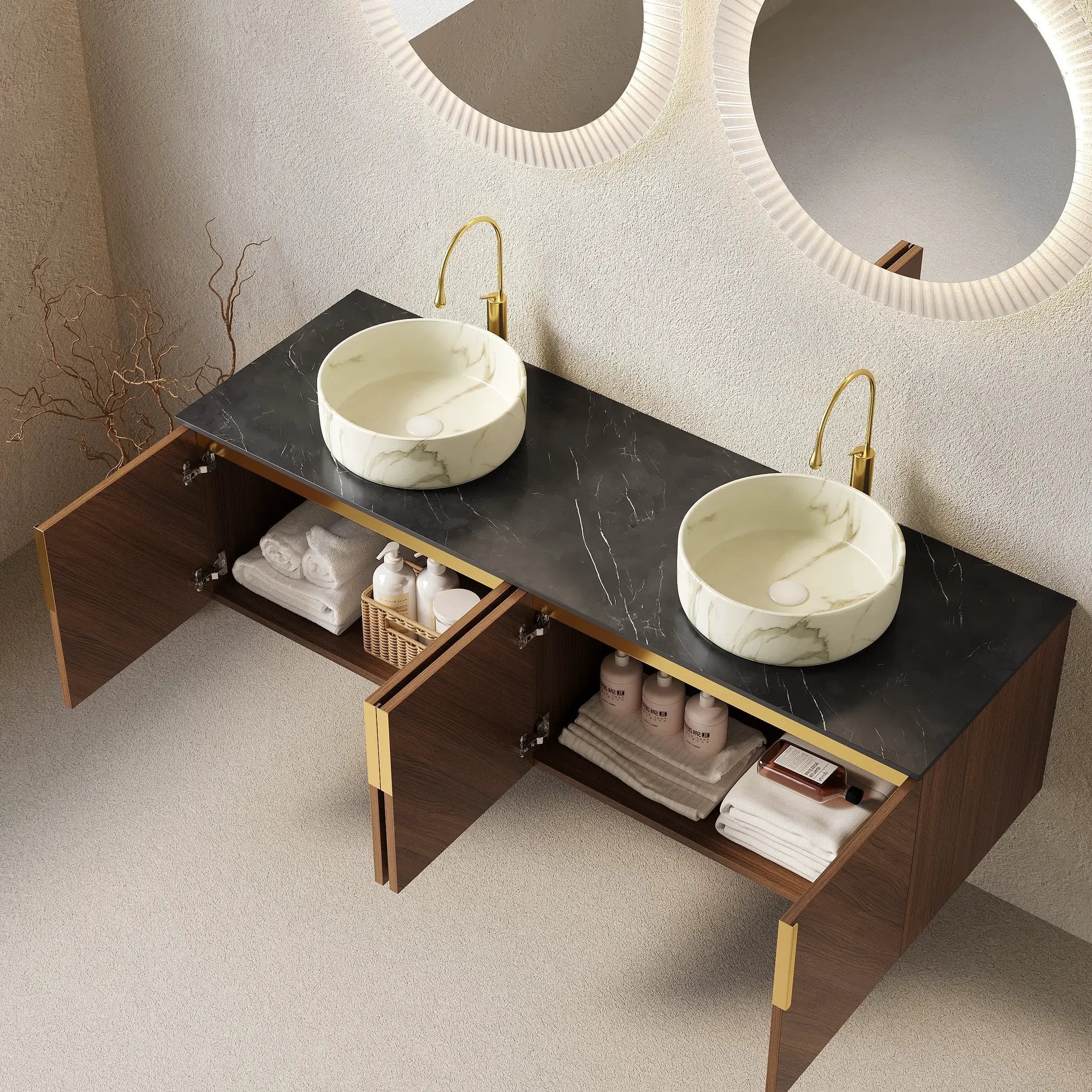 ARAI 60" Bathroom Vanity with Floating Plywood Cabinet and Ceramic Basin by HouseOfZazla