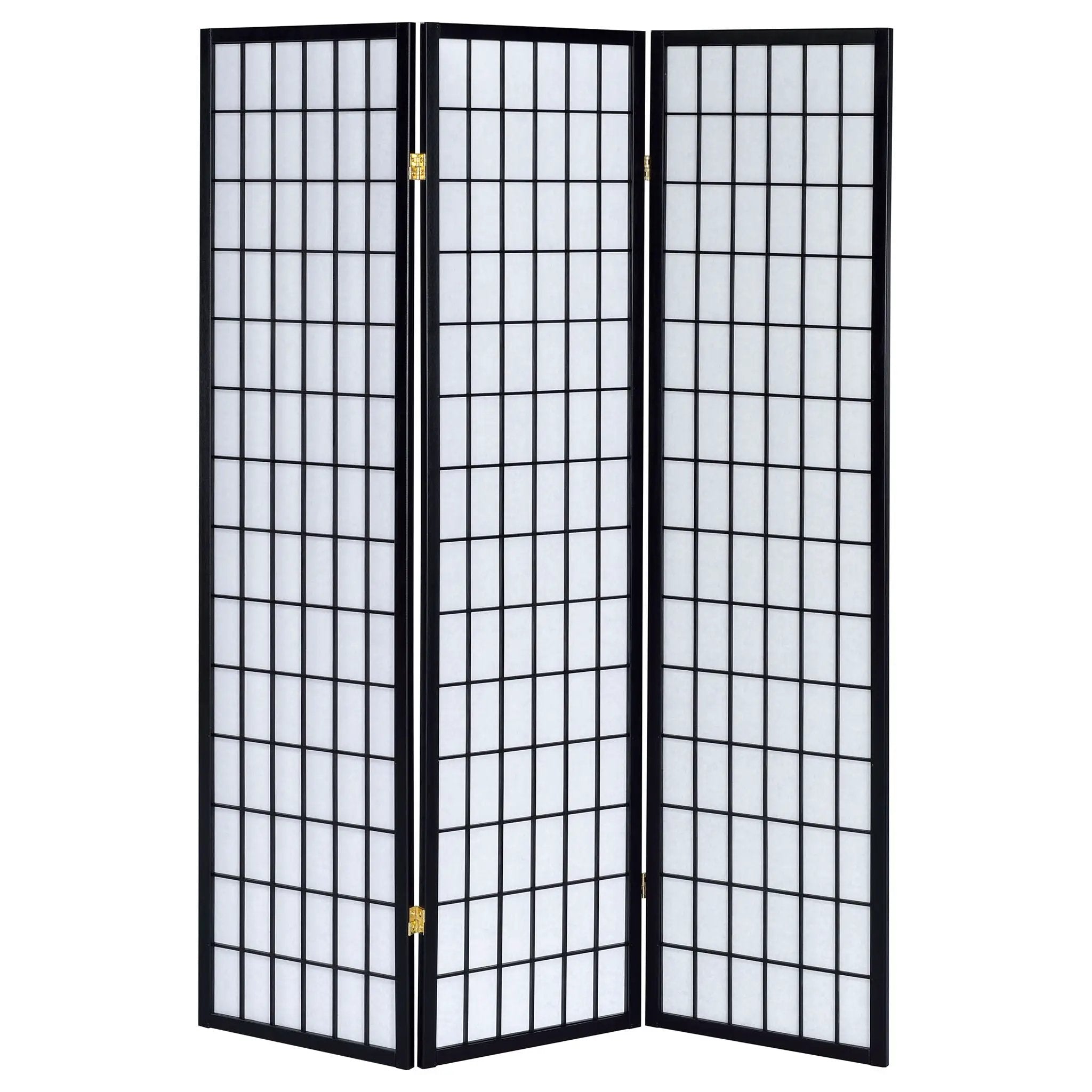 Carrie 3-Panel Room Divider Folding Shoji Screen Black by Unique Piece Furniture