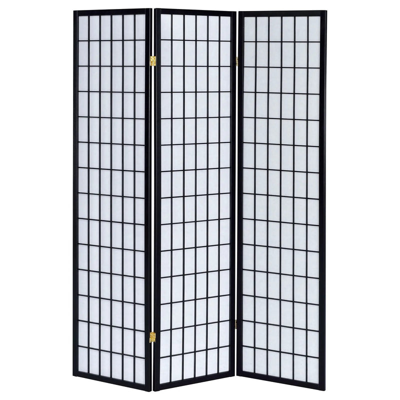 Carrie 3-Panel Room Divider Folding Shoji Screen Black by Unique Piece Furniture