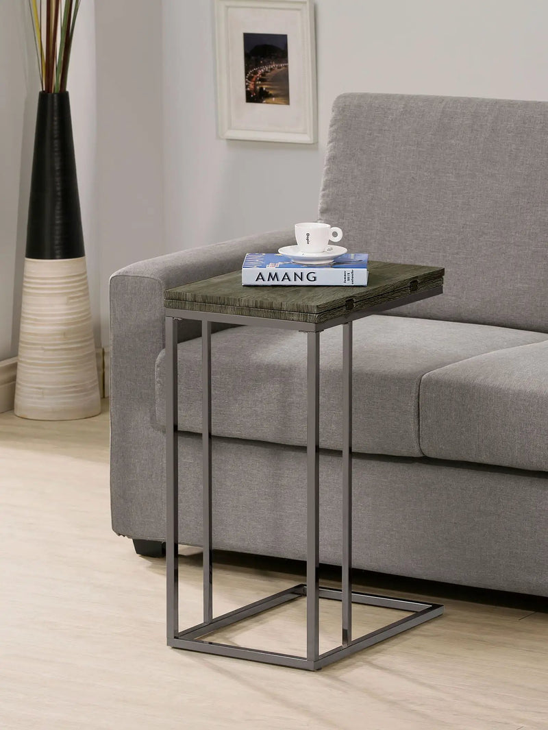 Pedro Expandable C-Shaped Sofa Side Table Weathered Grey by Unique Piece Furniture