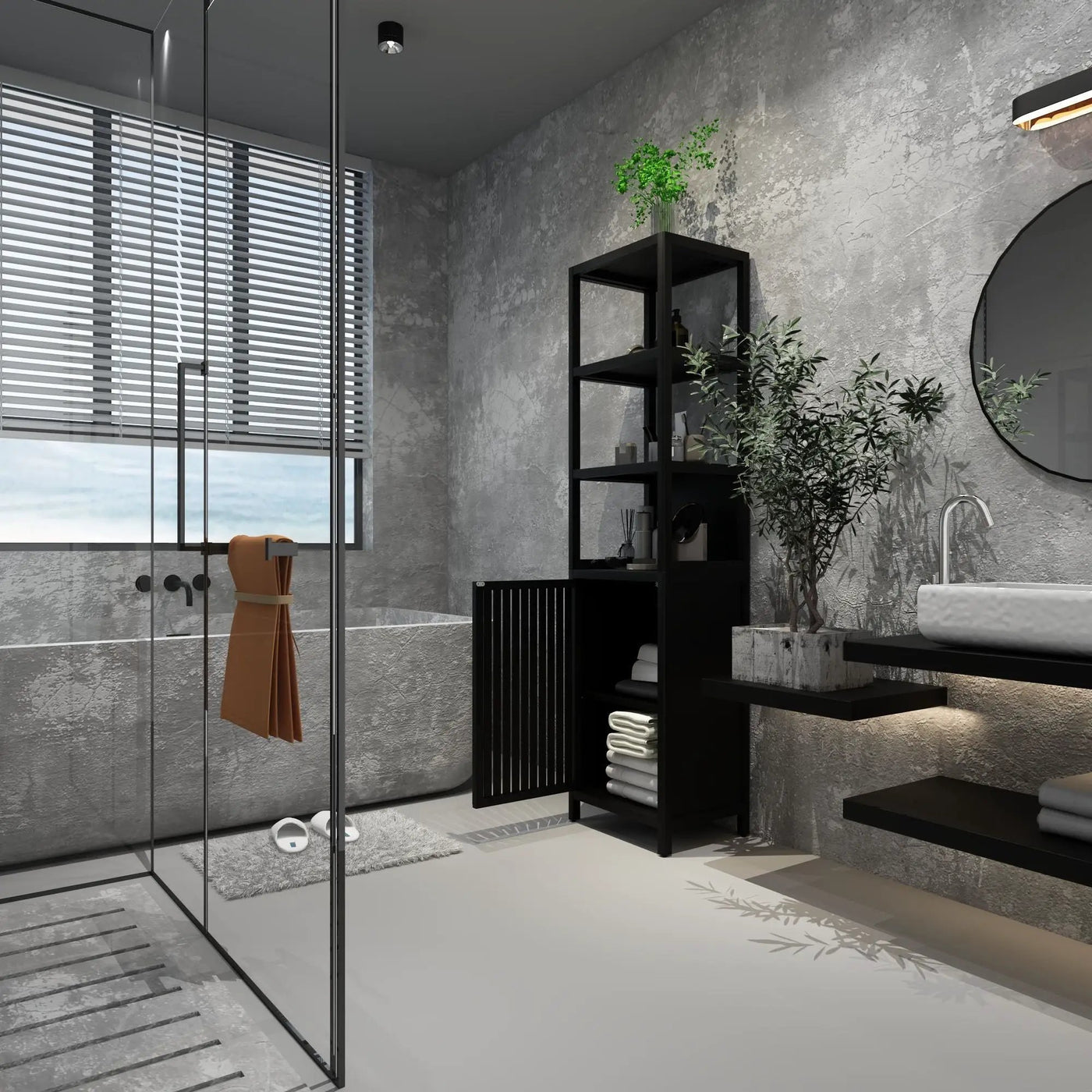 Storage Cabinet With Tall Tower, Multifunctional For Bathroom by HouseOfZazla
