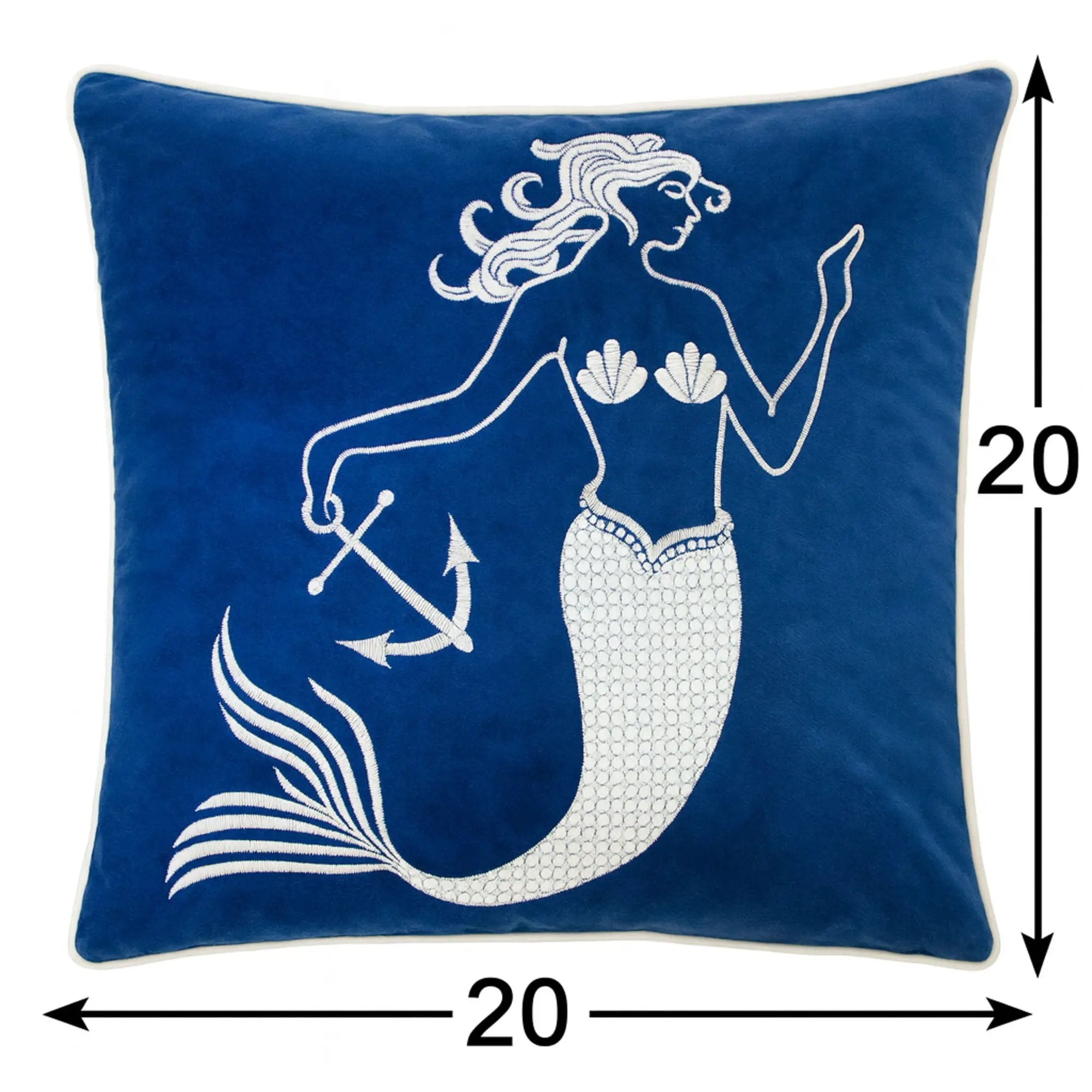 Liz Mermaid Pillow Cover With Matching Back And Hidden Zipper - Indigo by HouseOfZazla