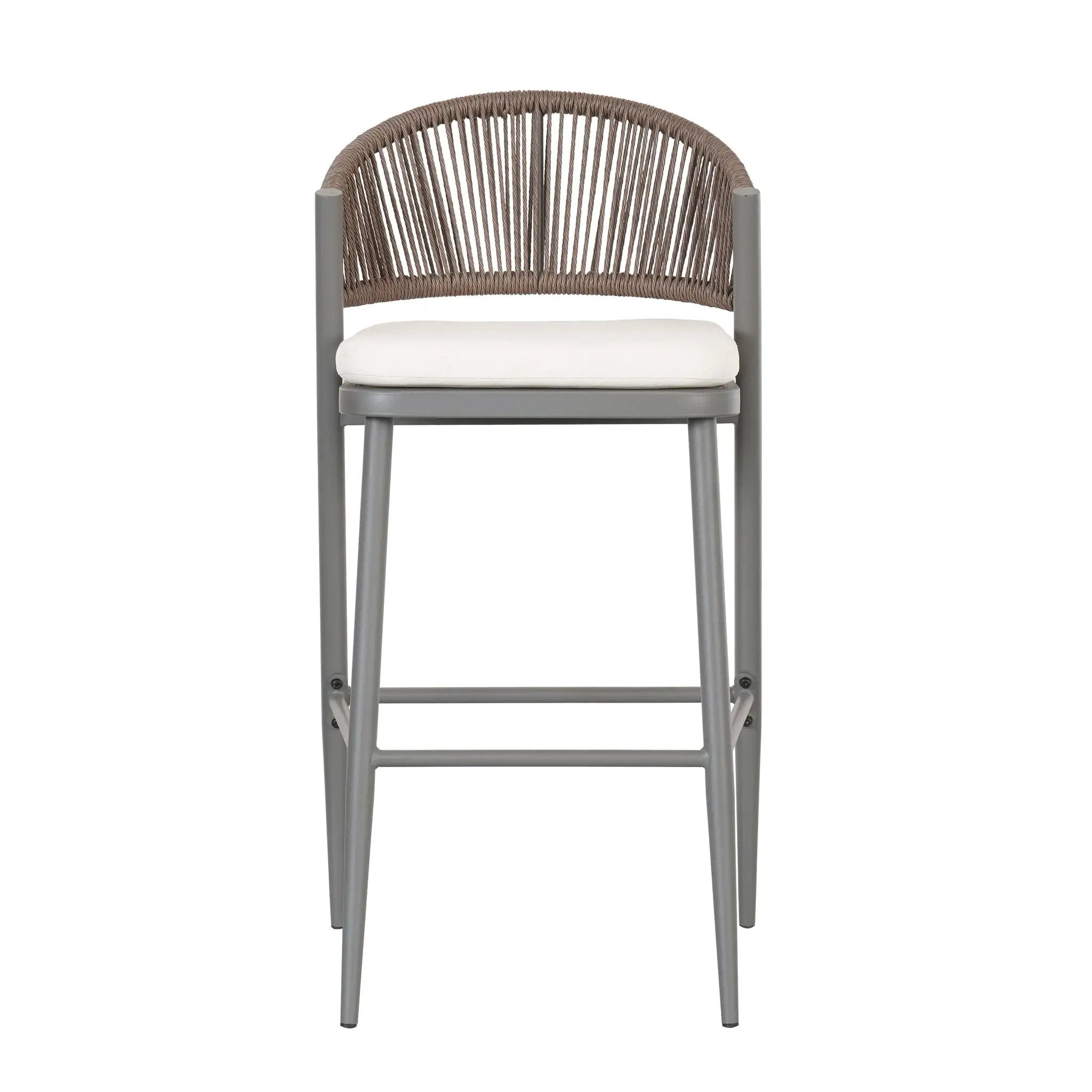 Outdoor Bar Height Metal Frame Counter Stools with Scallop-Shaped Backrest & Water-Resistant Cushions by HouseOfZazla