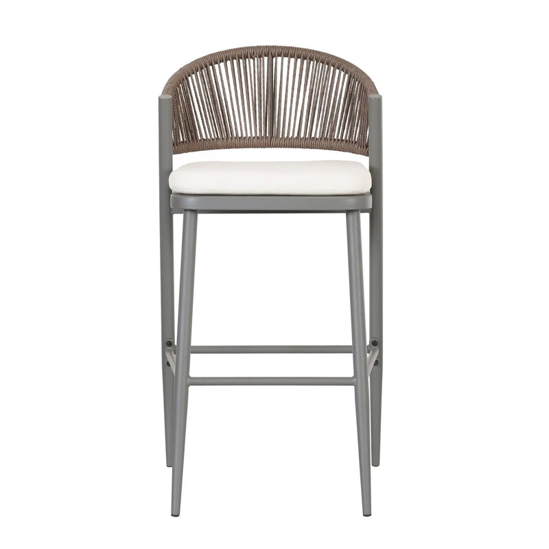 Outdoor Bar Height Metal Frame Counter Stools with Scallop-Shaped Backrest & Water-Resistant Cushions by HouseOfZazla