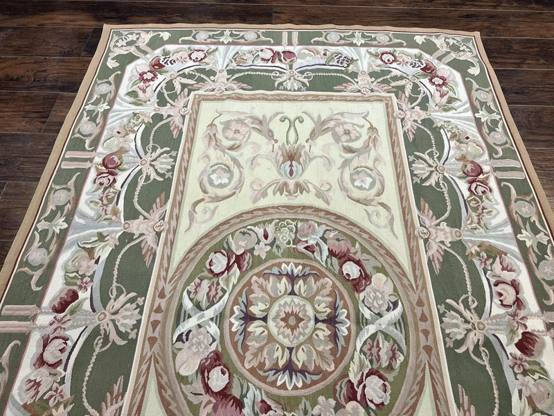 Aubusson Rug 5x8, Wool Handmade Vintage Carpet, Angel Motifs, Flatweave Rug 5 x 8, Medium Sized, European Design by Jewel Rugs