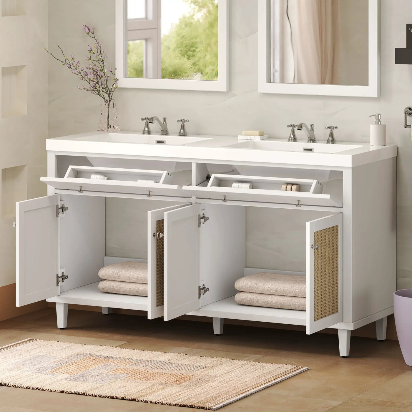 Bathroom Vanity With Double Sink, Large Storage Space by HouseOfZazla