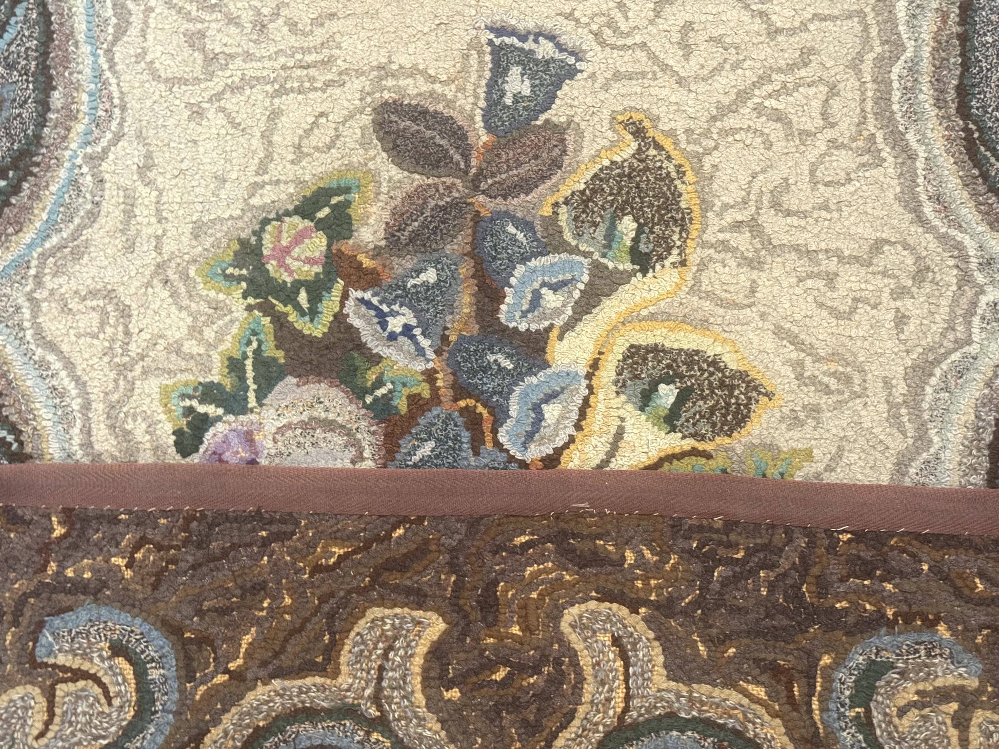 Antique American Hooked Rug 3 x 4.6, Vintage, Floral by Jewel Rugs