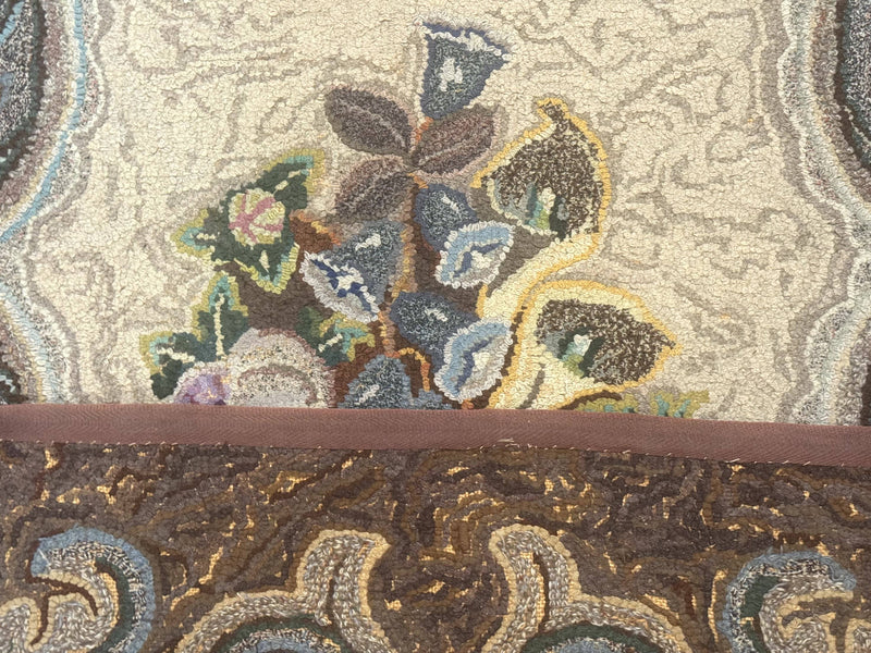 Antique American Hooked Rug 3 x 4.6, Vintage, Floral by Jewel Rugs