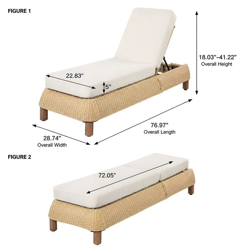 Adjustable Outdoor Wicker Chaise Lounge Chairs Set of 2 by HouseOfZazla