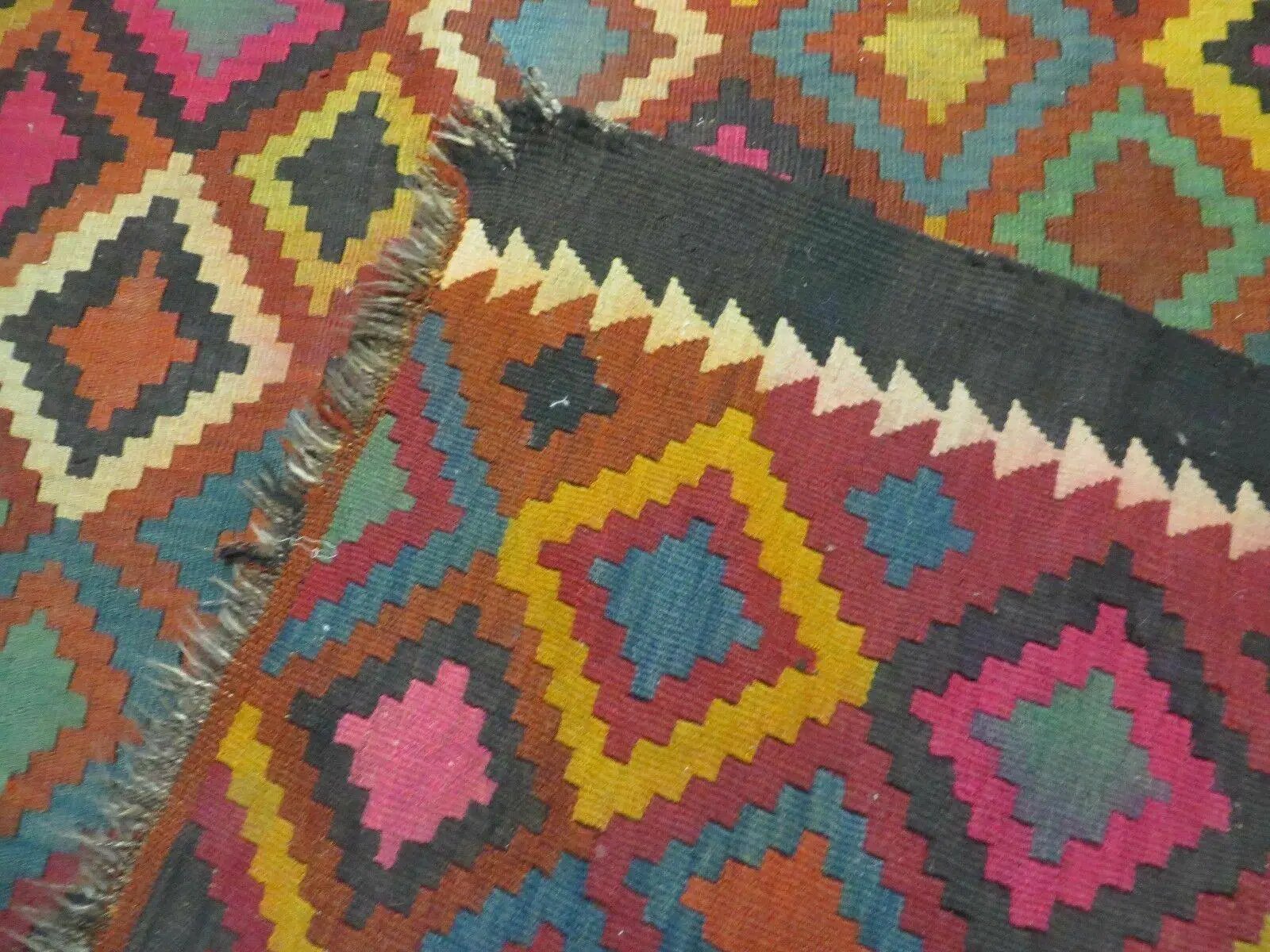 7' X10' Antique Afghan Kilim Handmade Flat Weave Wool Rug Vegy Organic Colorful by Jewel Rugs