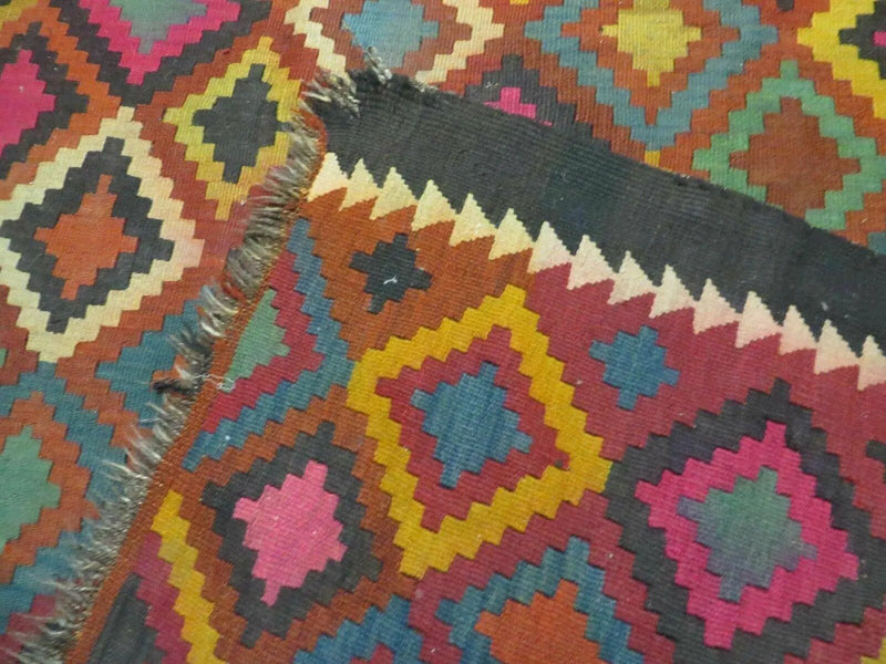 7' X10' Antique Afghan Kilim Handmade Flat Weave Wool Rug Vegy Organic Colorful by Jewel Rugs