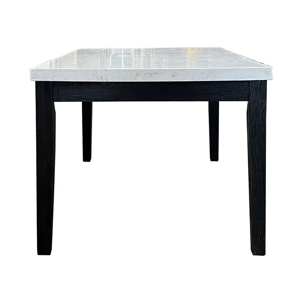 Nolan - Dining Table - White Natural Marble Top & Salvage Dark Oak by Unique Piece Furniture