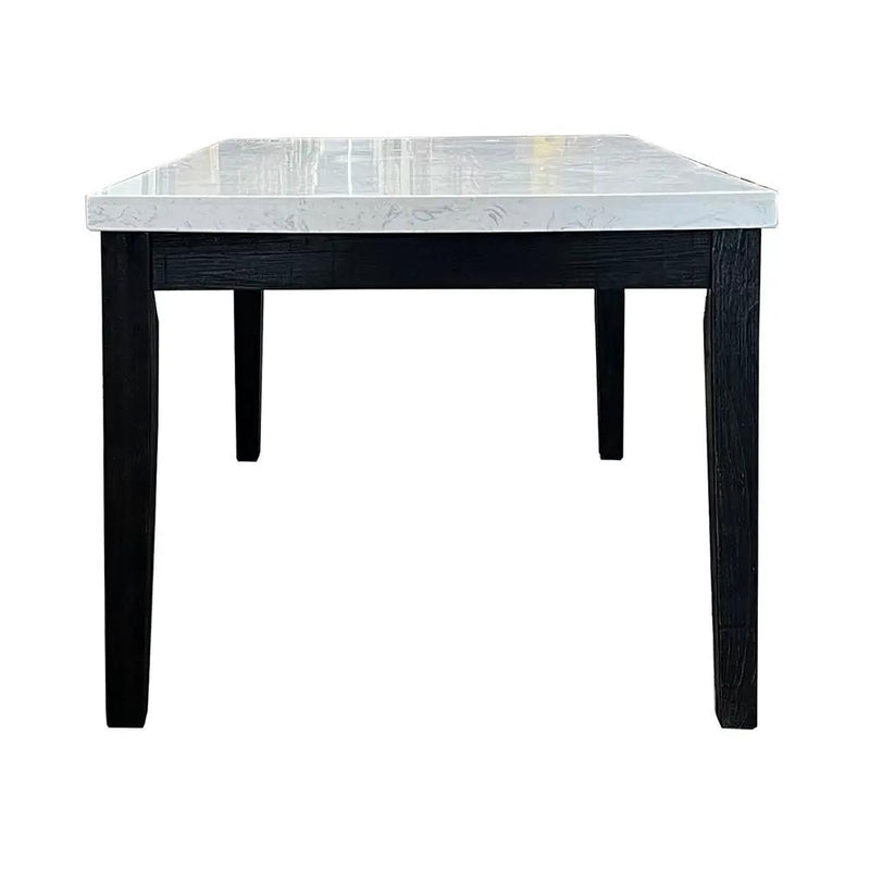 Nolan - Dining Table - White Natural Marble Top & Salvage Dark Oak by Unique Piece Furniture