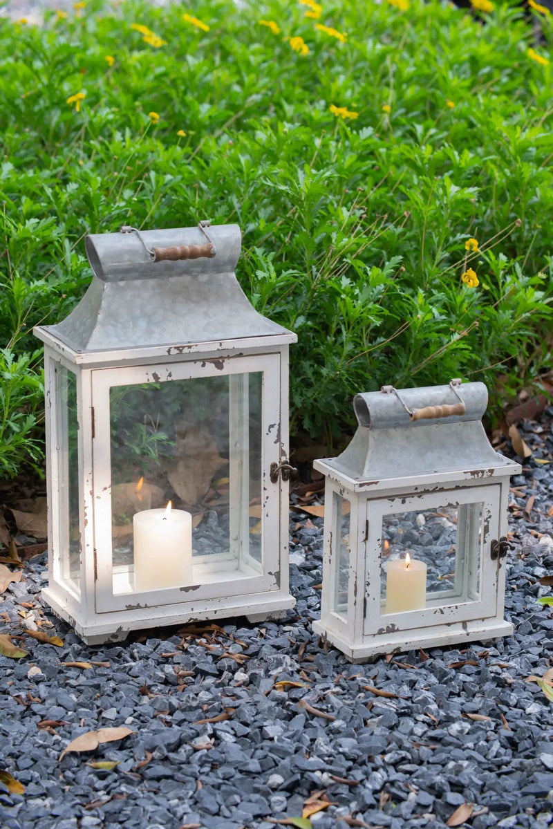 Wooden Candle Lantern Decorative Set of Two for Indoor and Outdoor Use by HouseOfZazla