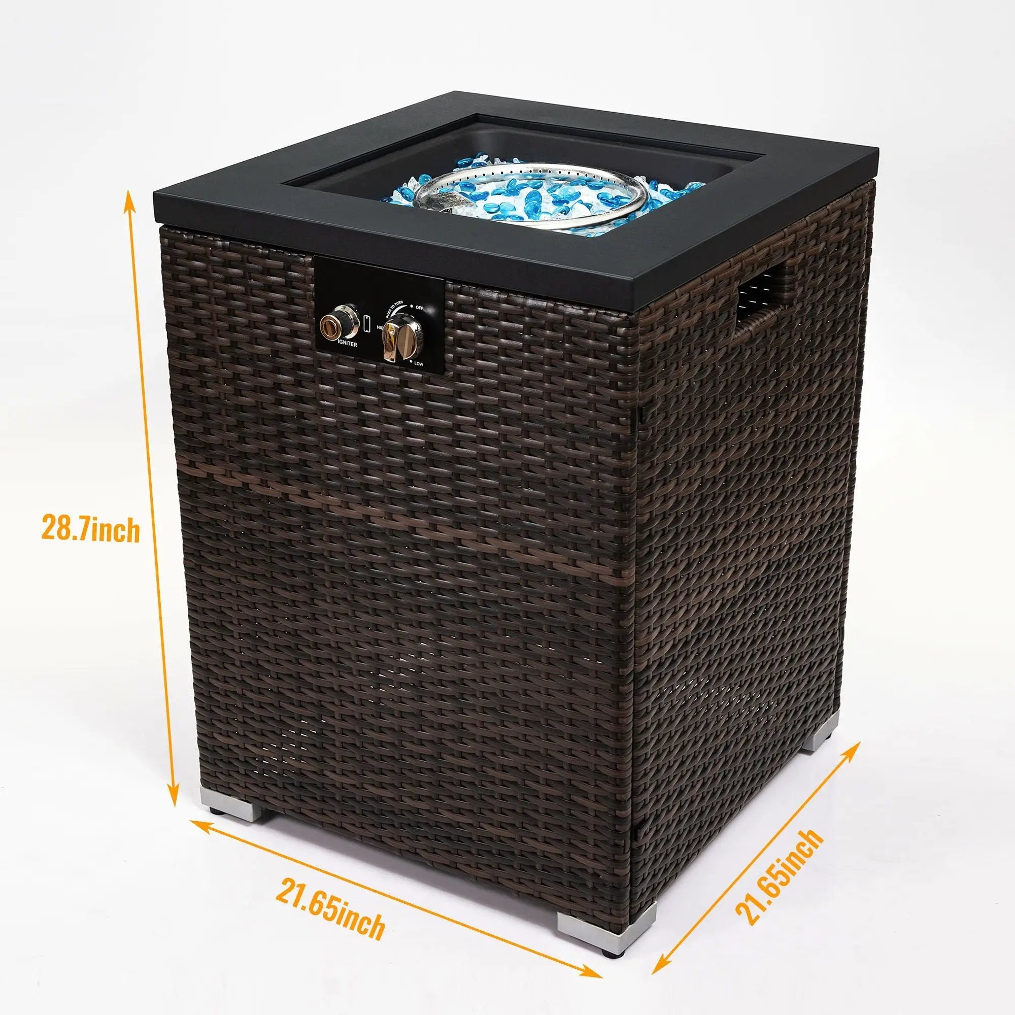 Propane Gas Square Fire Pit, Tile Tabletop With Beautiful Wicker Base For Outside by HouseOfZazla