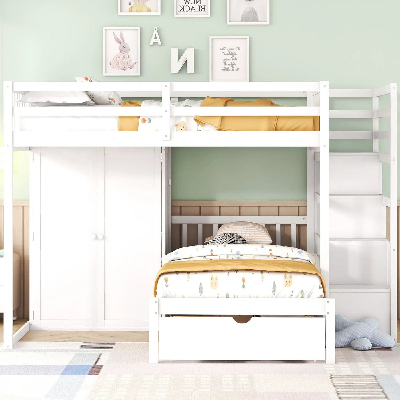 Bunk Bed With Wardrobe, Drawers by Unique Piece Furniture