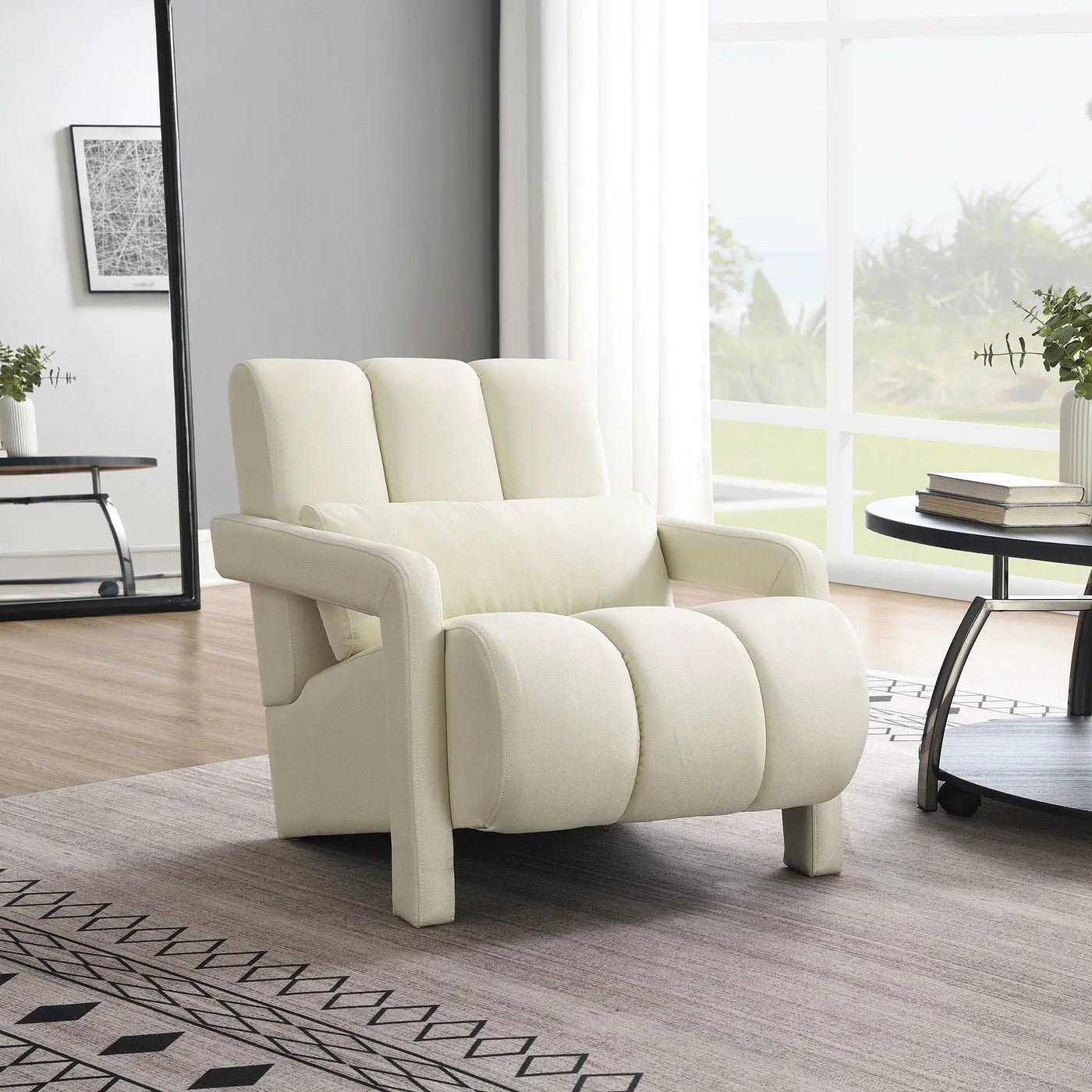 Modern Upholstered Accent Chair, Comfortable Fabric With A Pillow For Living Room by HouseOfZazla