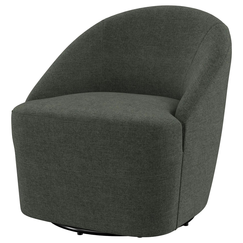 Leon Upholstered Barrel Accent Swivel Chair Hunter Green by Unique Piece Furniture