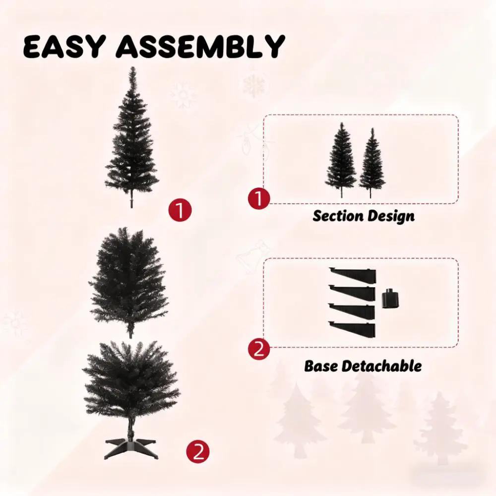 Slim Xmas Tree with Realistic Branch Tips and Plastic Stand by HouseOfZazla