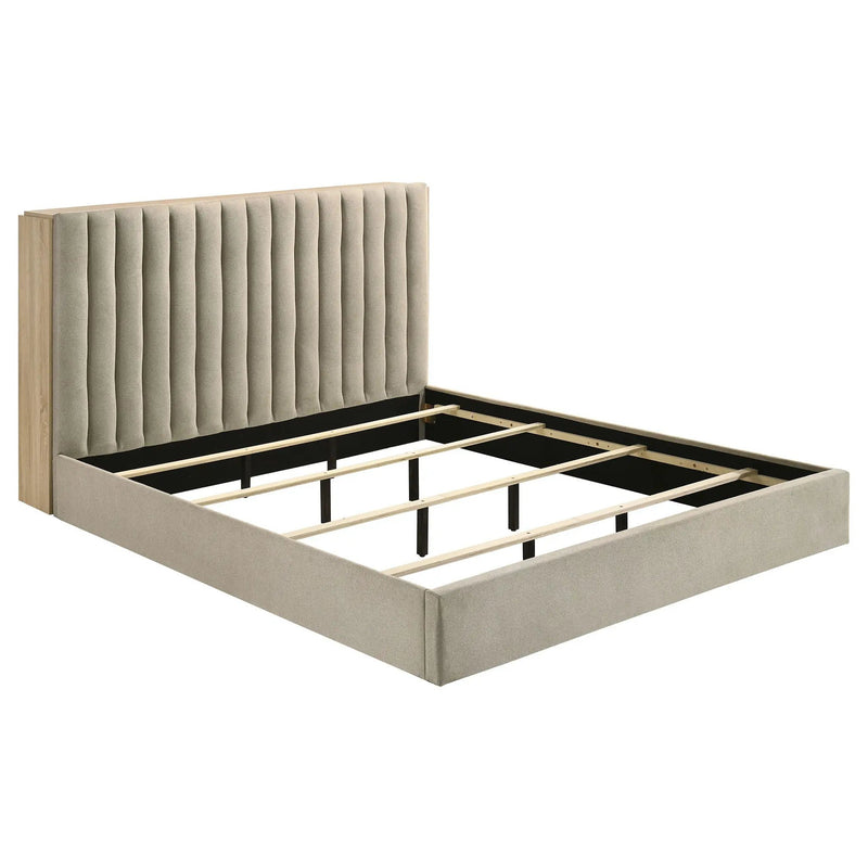 Arielle Eastern King Bookcase Panel Storage Bed Light Oak by Unique Piece Furniture