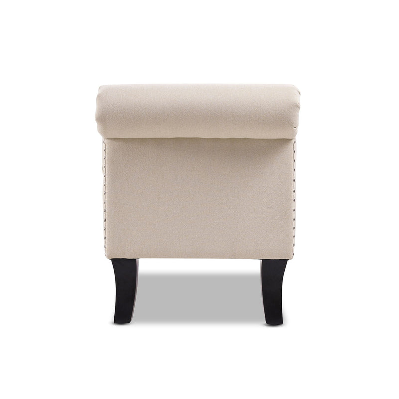 Kathy - Roll Arm Entryway Accent Bench - Sky Neutral Beige by HouseOfZazla