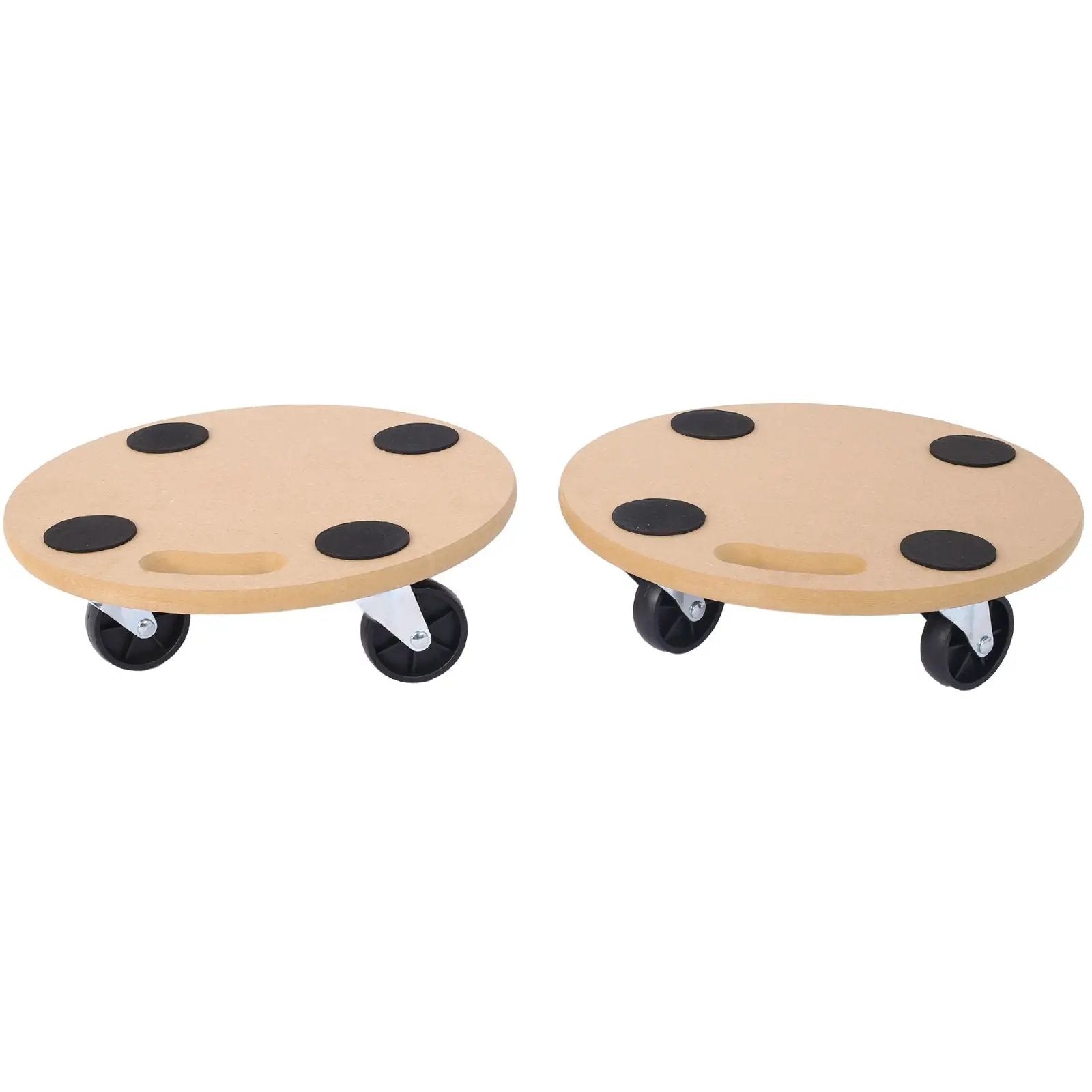 Furniture Moving Dolly, Heavy Duty Wood Rolling Mover With Wheels For Piano Couch Fridge Heavy Items, Securely Holds 500 Lbs (2 Piece Round Platform) - Natural by HouseOfZazla