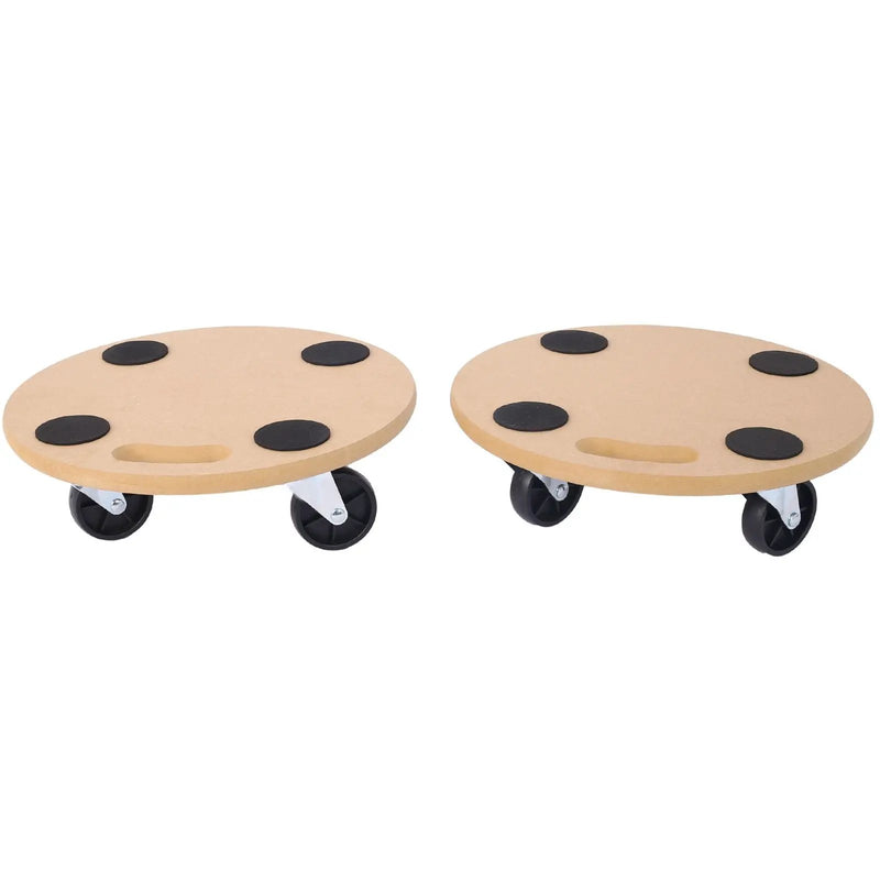 Furniture Moving Dolly, Heavy Duty Wood Rolling Mover With Wheels For Piano Couch Fridge Heavy Items, Securely Holds 500 Lbs (2 Piece Round Platform) - Natural by HouseOfZazla