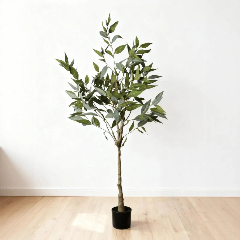 5Ft Realistic Artificial Eucalyptus Tree In Pot With Lush Leaves For Home Office Decor - Green Leaves by Unique Piece Furniture