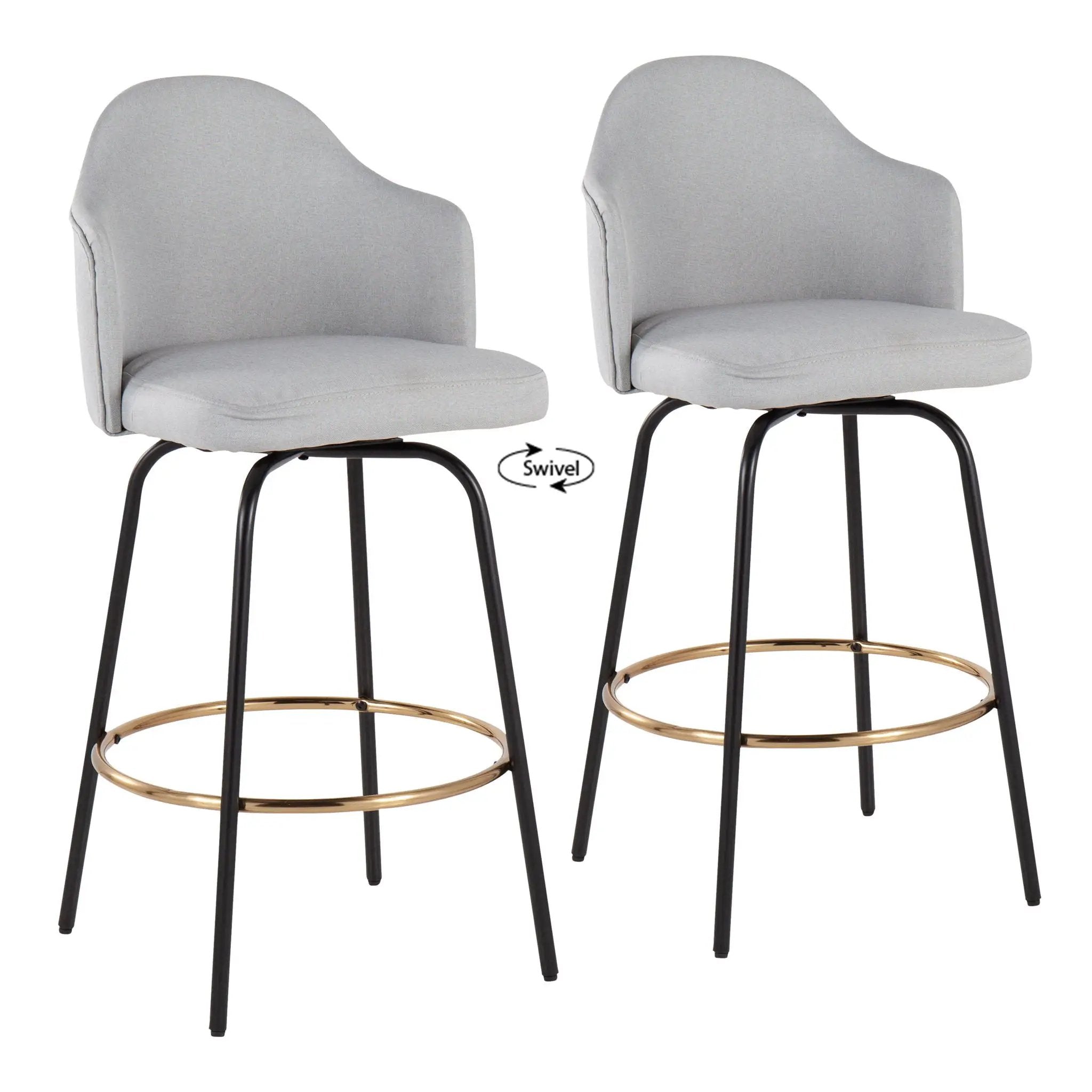 Ahoy - Contemporary Fixed Height Counter Stool Round Footrest (Set of 2) by HouseOfZazla
