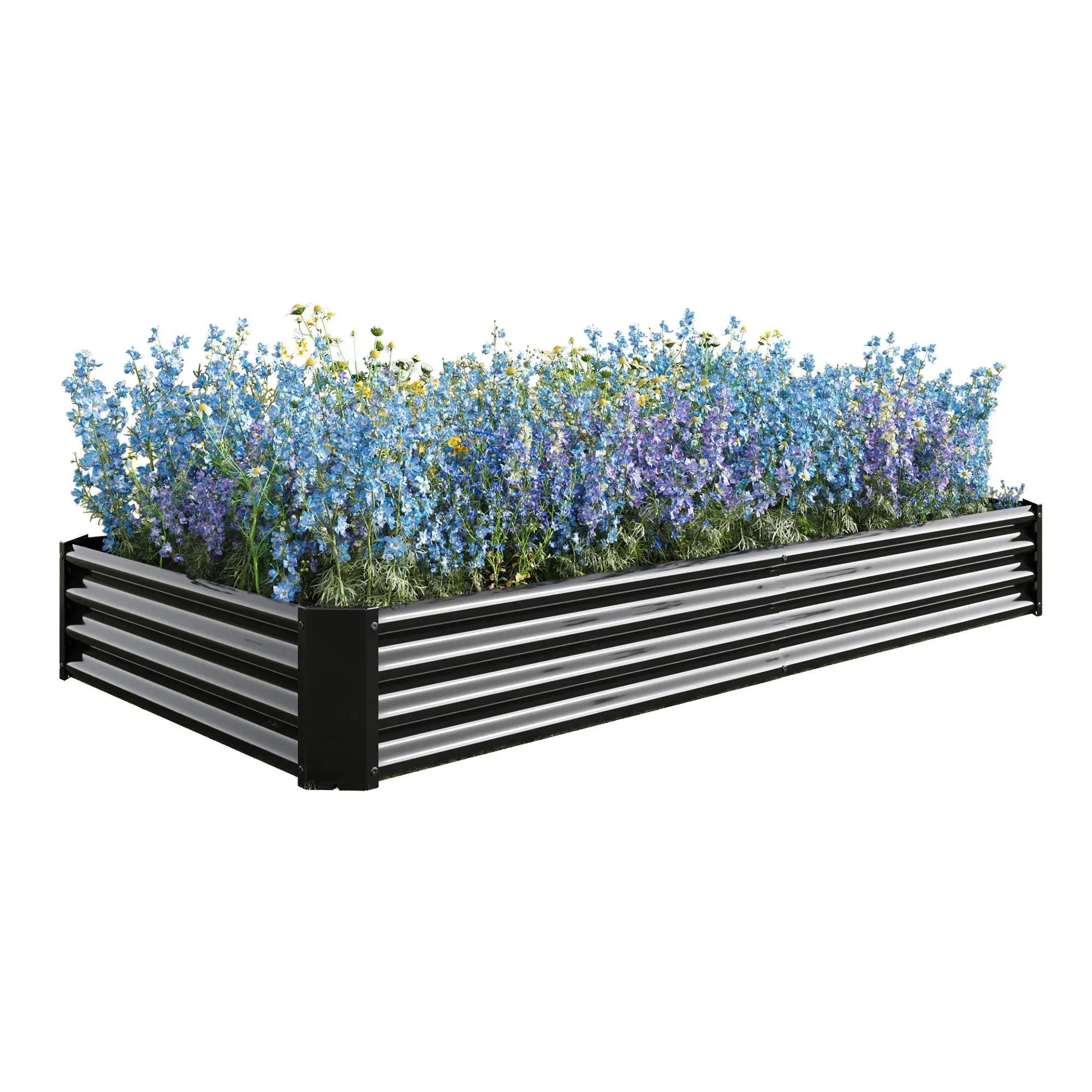Raised Garden Bed Kit - Metal 7.6x3.7x0.98 ft Black by HouseOfZazla