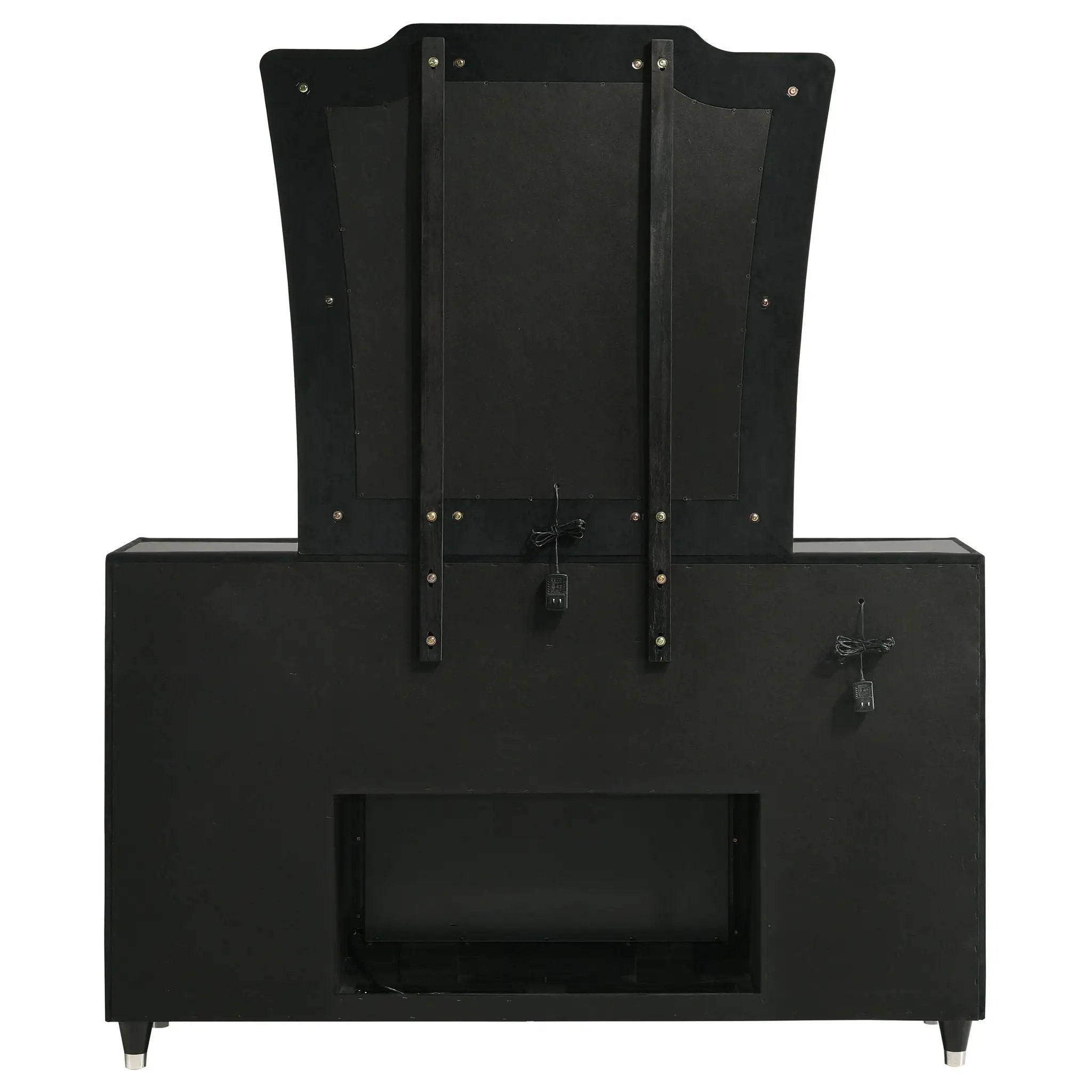 Lorient 8-drawer LED Flame Box Dresser and Mirror Black by Unique Piece Furniture