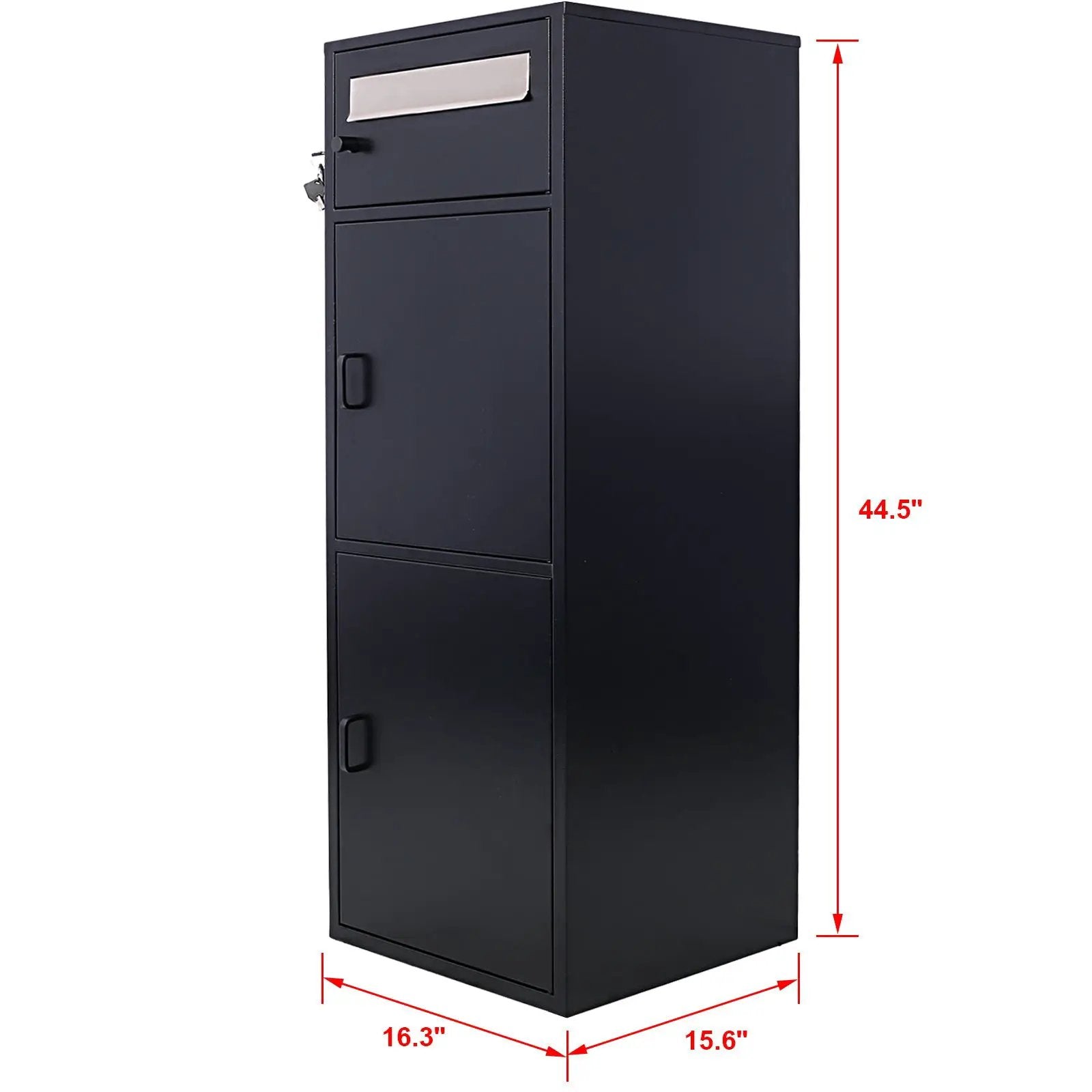 Large Steel Freestanding Floor Parcel Package Drop With Locking Letterbox Drop Mail Box With Multi Compartments - Black by HouseOfZazla