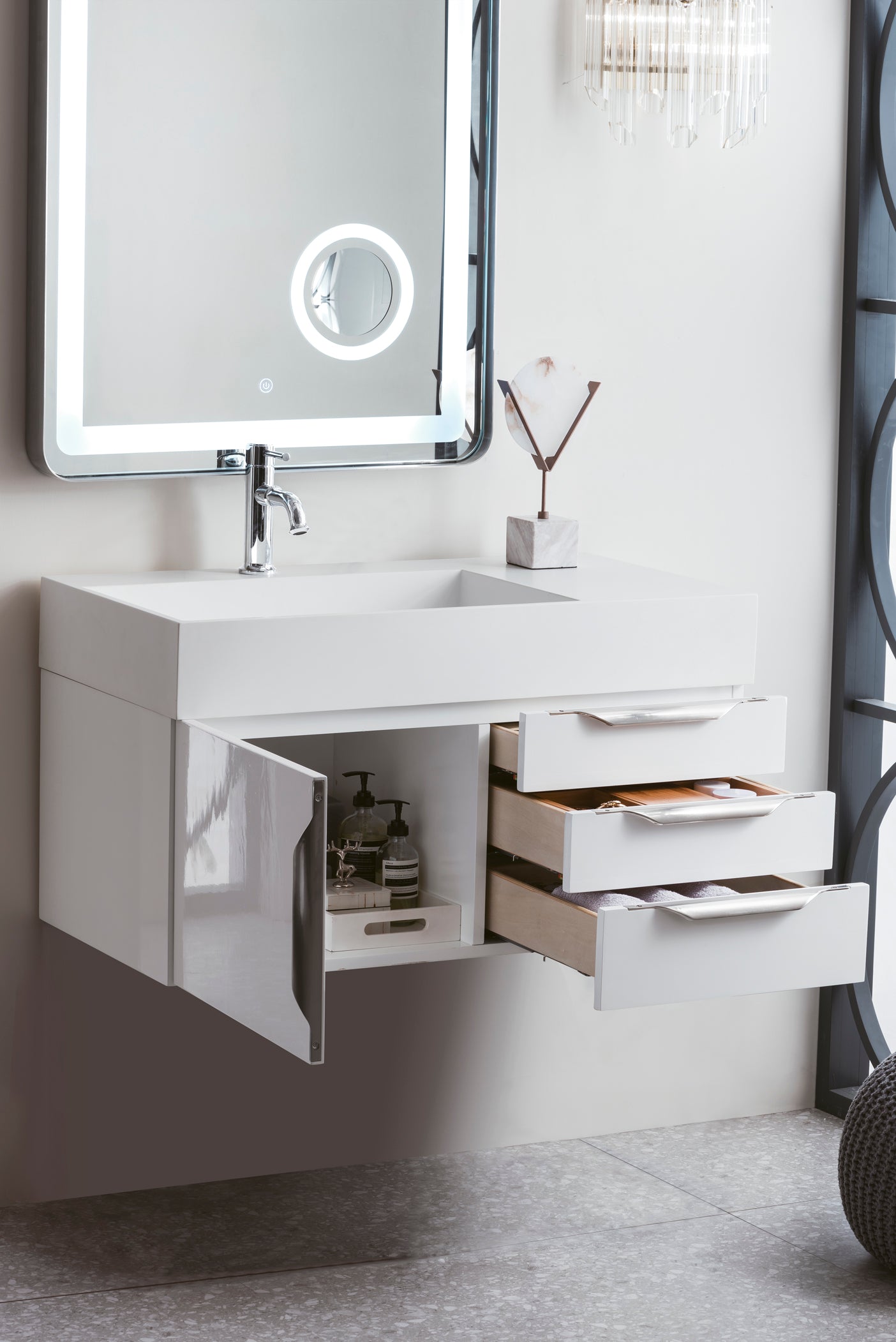 James Martin Columbia 36" Floating Single Bathroom Vanity, Glossy White by James Martin