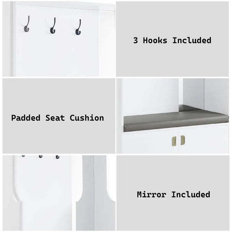 Buck II - Hall Tree - White High Gloss by Unique Piece Furniture