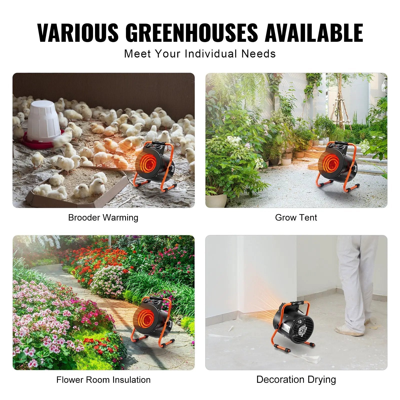 Greenhouse Heater with Thermostat, 1500W Fast Heating by HouseOfZazla