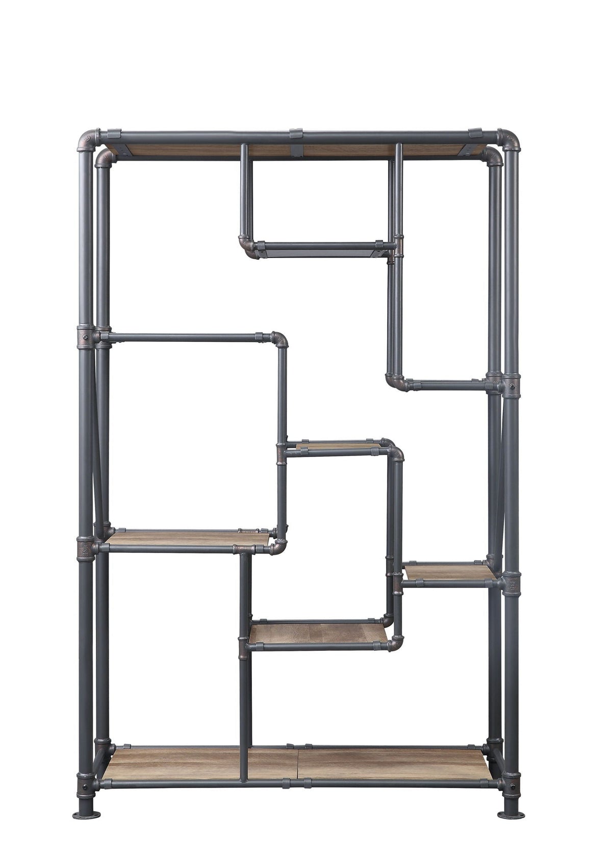 Antique Oak Bookshelf with Industrial Metal Frame - Brantley, photo 4 of 4