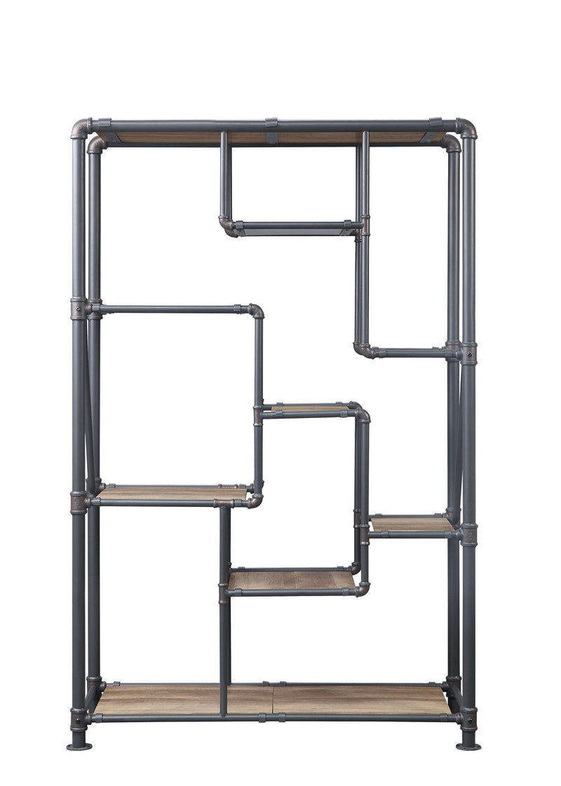 Antique Oak Bookshelf with Industrial Metal Frame - Brantley, photo 4 of 4