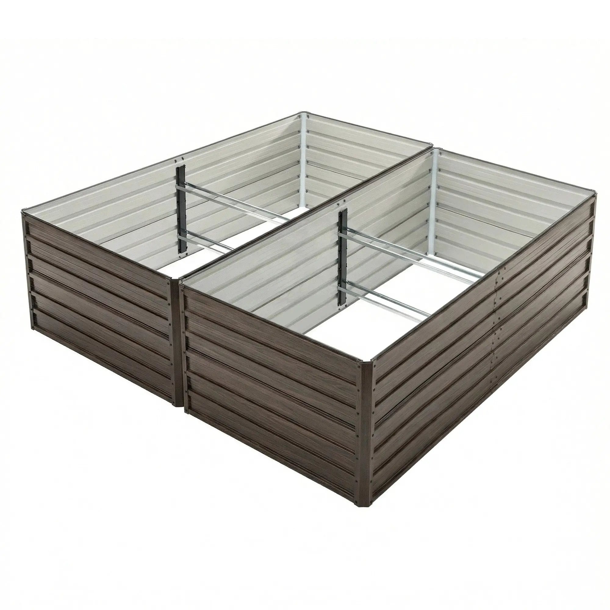 8x4x2 FT Woodgrain Galvanized Raised Garden Bed Set by HouseOfZazla