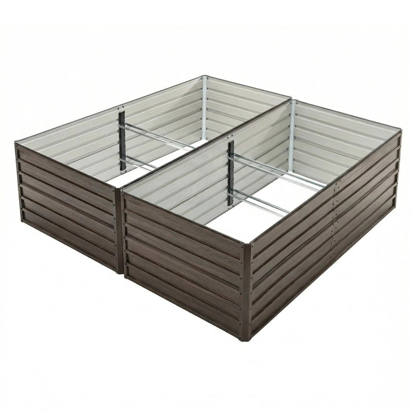 8x4x2 FT Woodgrain Galvanized Raised Garden Bed Set by HouseOfZazla