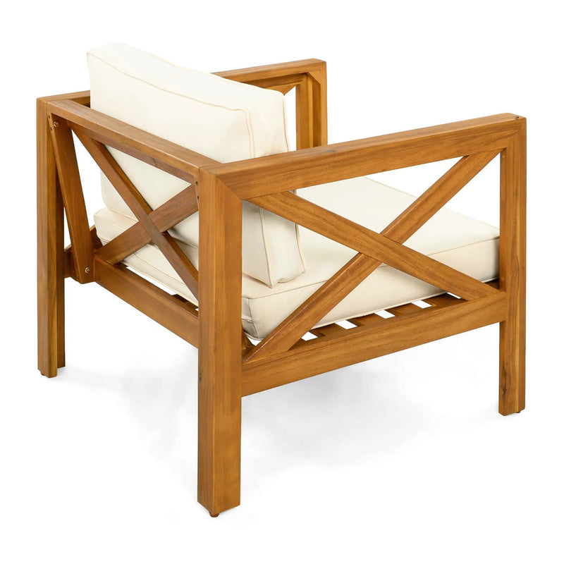Outdoor Acacia Wood Club Armchair with Cushions (Set of 4) by HouseOfZazla