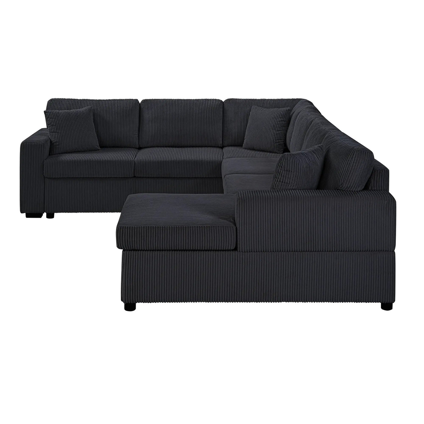 Oversized Sectional U-Shaped Sofa With Chaise Lounge And Three Soft Throw Pillows by HouseOfZazla