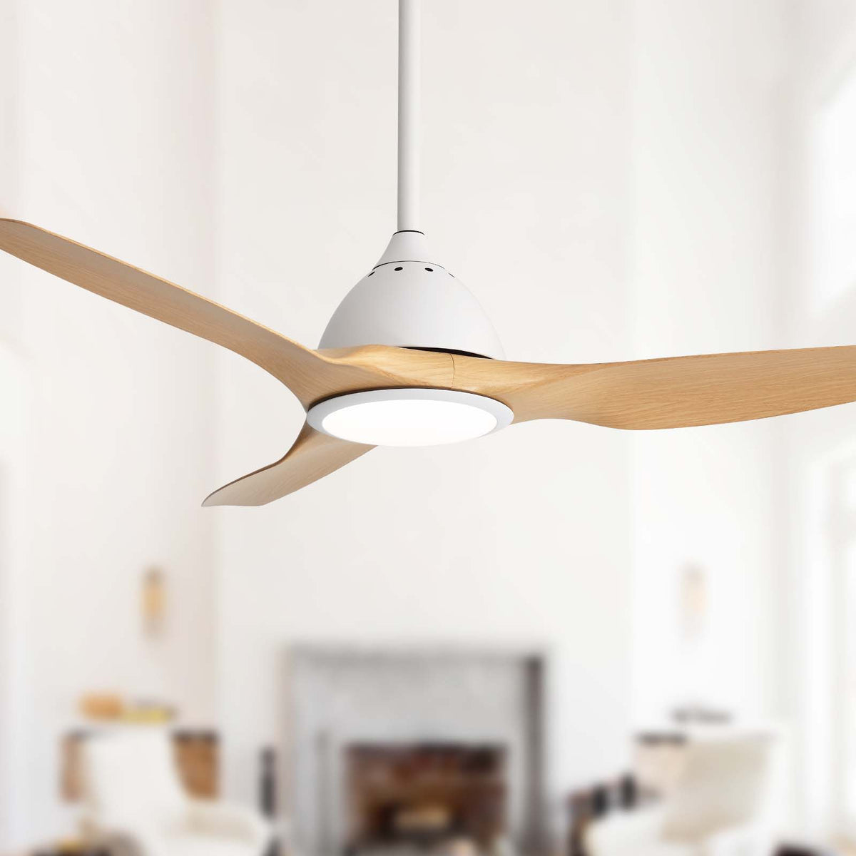 Bredoom 52" Ceiling Fan with Remote Control and LED Light - White or Light Brown, photo 5 of 8