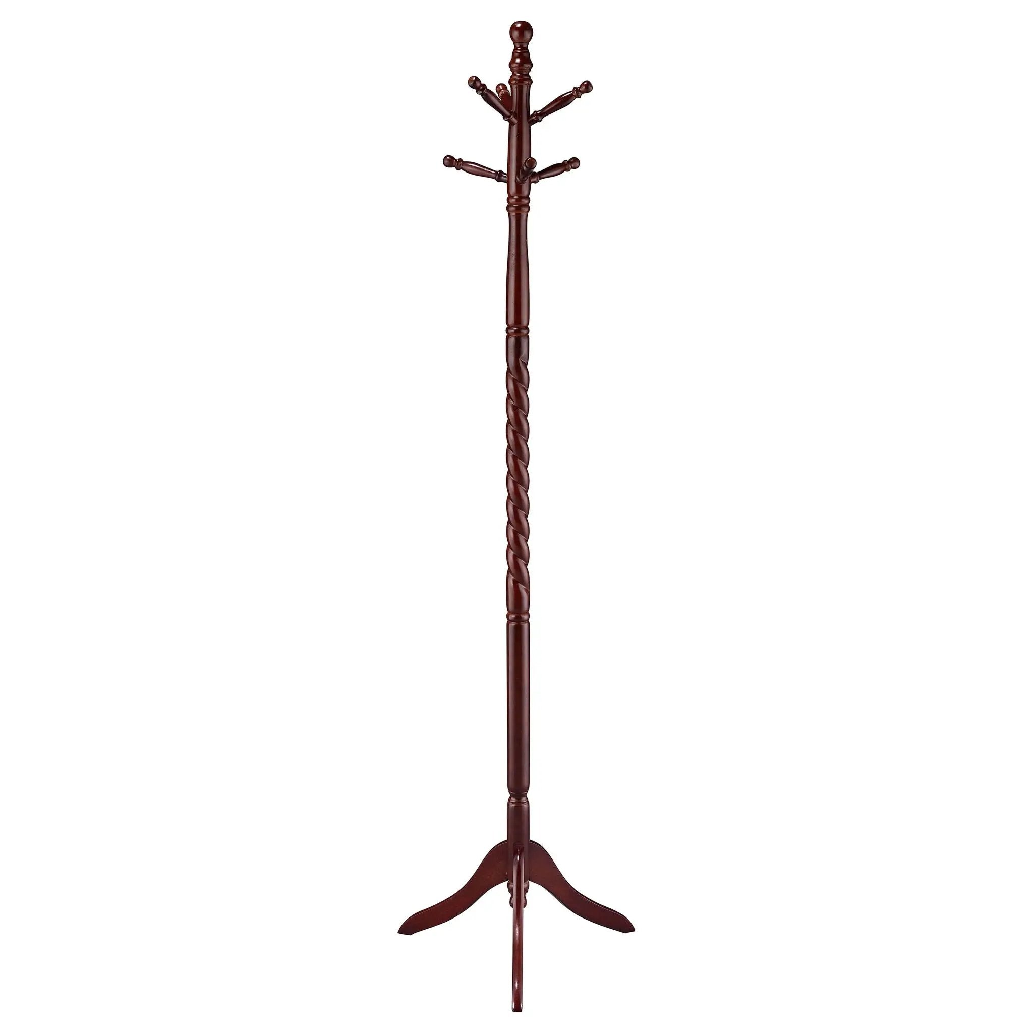 Riona 6 Hook Freestanding Wood Coat Rack Hat Hanger Merlot by Unique Piece Furniture