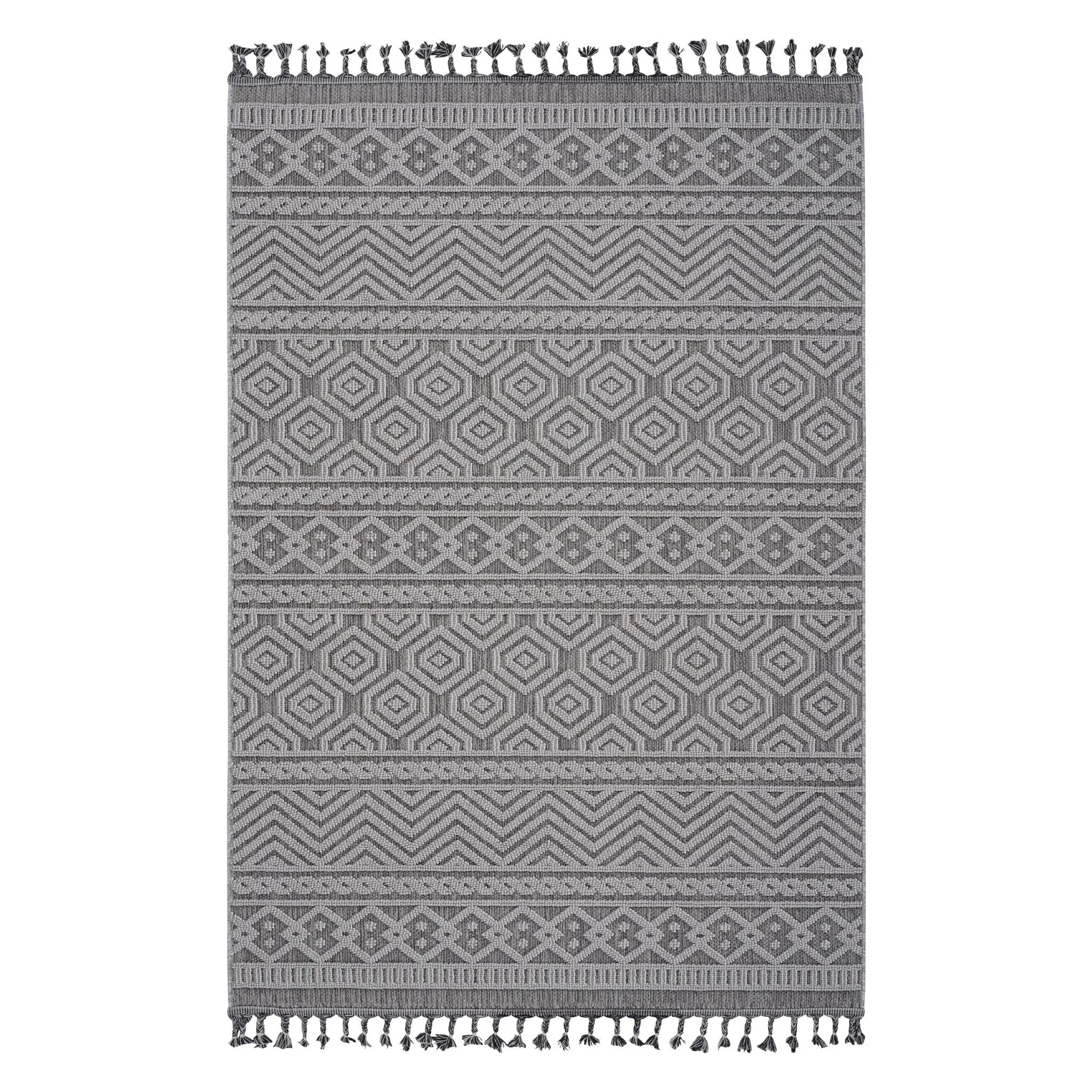 Guros - 6' X 9' Geometric Indoor / Outdoor Area Rug - Gray / White by HouseOfZazla
