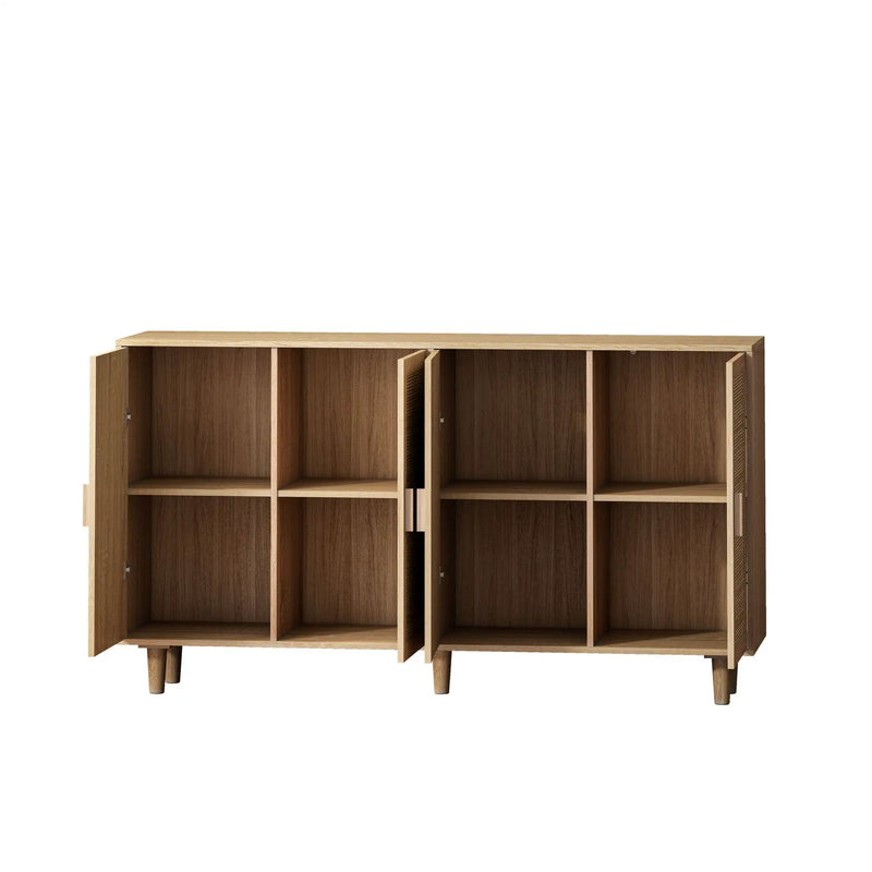 Elegant And Functional 4 Door Rattan Decorative Storage Cabinet by HouseOfZazla