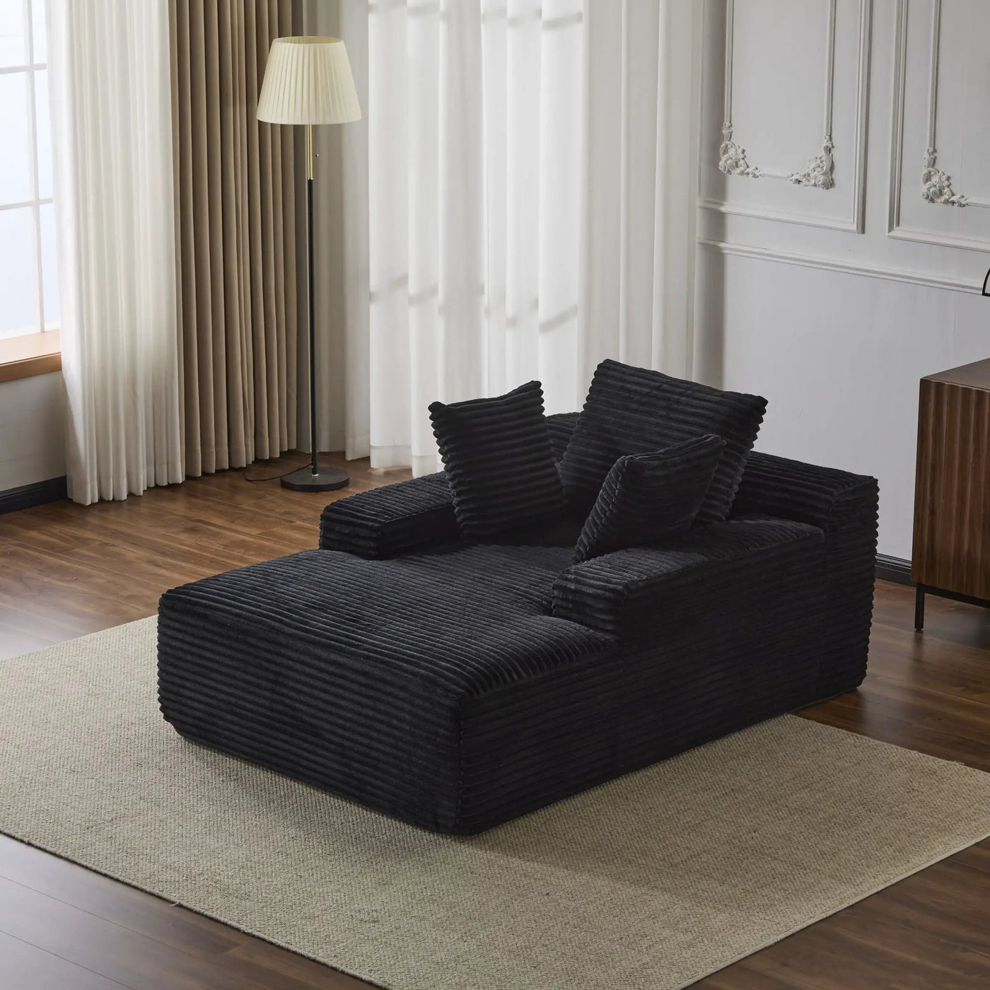 Oversized Chaise Lounge Chair Cozy Cloud Couch With 3 Throw Pillows And Wide Armrest by HouseOfZazla