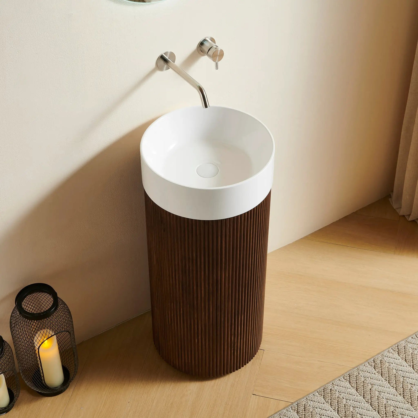 JINBO 16" Freestanding Cylindrical Bathroom Vanity Cabinet by HouseOfZazla
