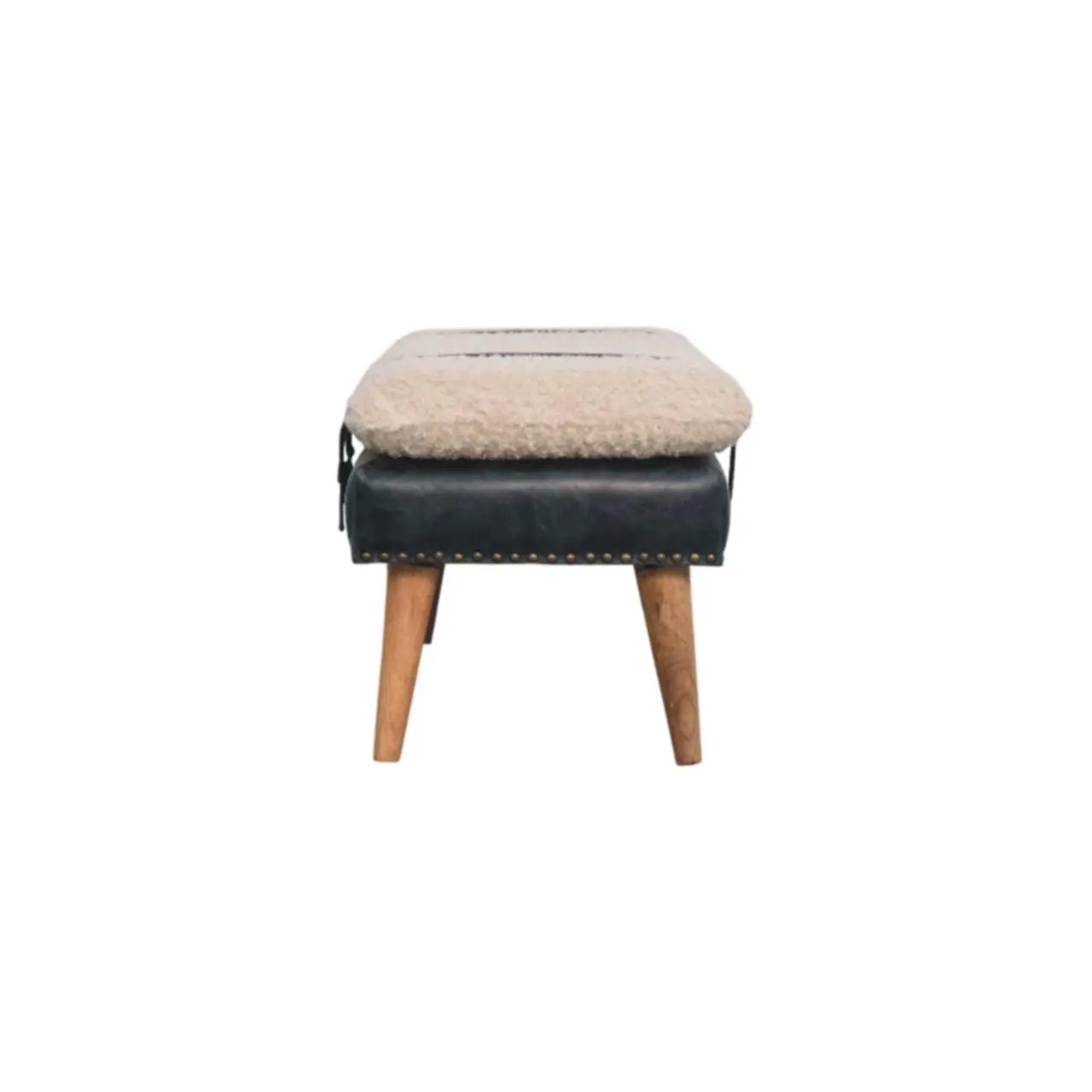 Boucle x Leather Upholstered Bench, Nordic Legs by HouseOfZazla
