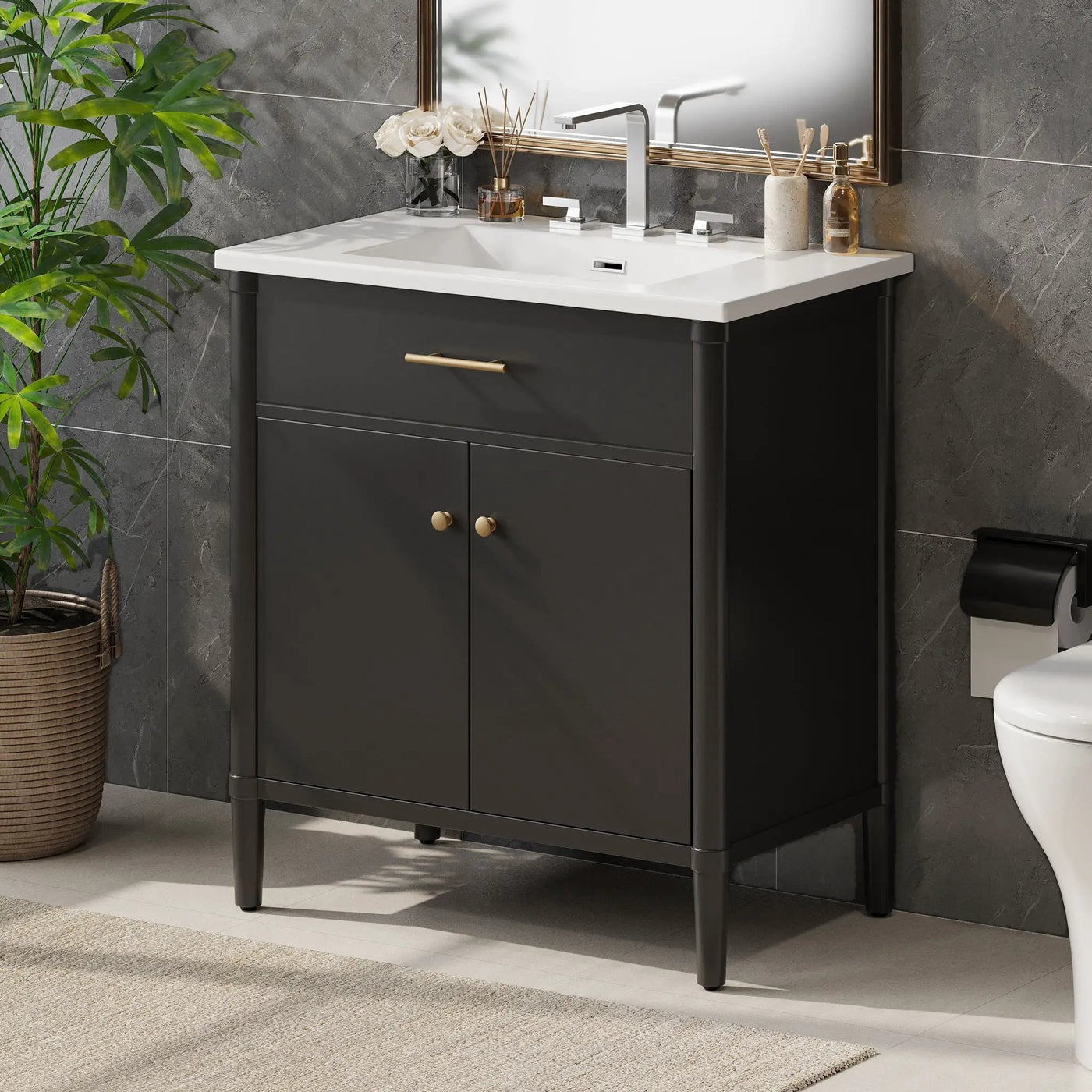 Bathroom Vanity With Sink, Soft Close Doors And Adjustable Shelf by HouseOfZazla