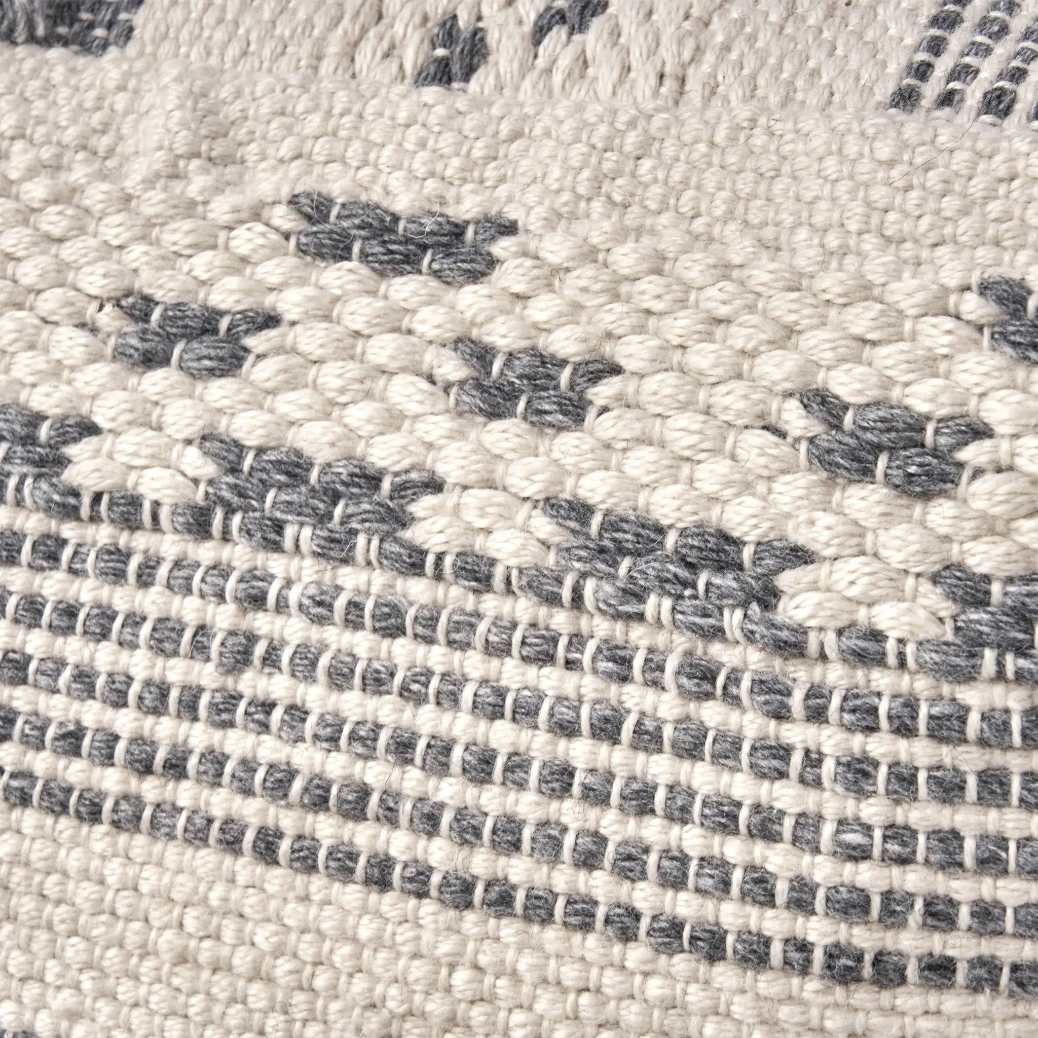 Karim - Faux Yarn Large Pouf, Durable - Ivory / Gray by Unique Piece Furniture
